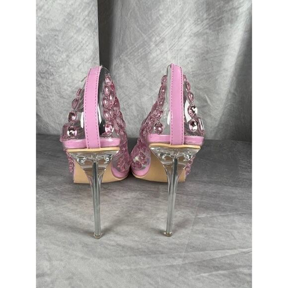 Azalea Wang Blakely Stiletto Heels Pink Chrystal Size 7.5 - Picture 3 of 7